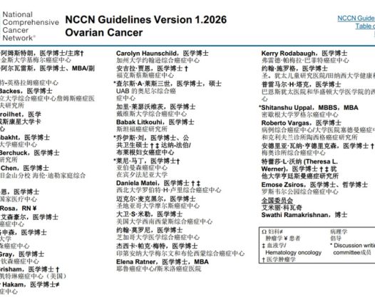 NCCN指南中文版：卵巢癌包括输卵管癌和原发性腹膜癌（2026）