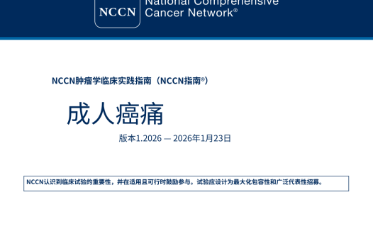2026年NCCN中文临床指南：成人癌痛 pdf下载