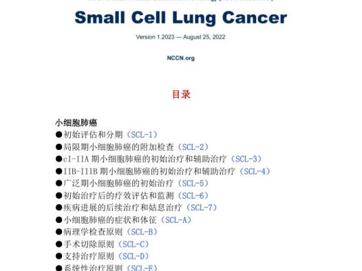 2023年NCCN小细胞肺癌指南（2023.V1）中文版 pdf下载